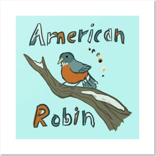 Funky American Robin Posters and Art